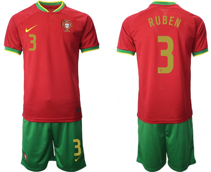 Men 2022 World Cup National Team Portugal home red 3 Soccer Jersey